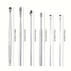 Ear Wax Cleaner Tool Set 6 In 1 Ear Pick Stainless Steel Ear Picks PU Bag