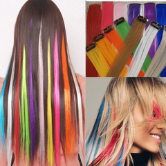 Colorful Straight Hair Pieces Clip In Extensions