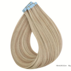 20pcs Long Curly Human Hair Tape In Extensions - Natural Look for Daily Use