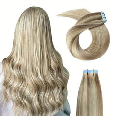 20pcs Long Curly Human Hair Tape In Extensions - Natural Look for Daily Use