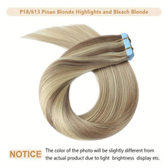 20pcs Long Curly Human Hair Tape In Extensions - Natural Look for Daily Use