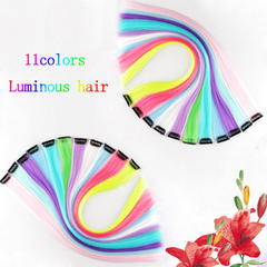 3pcs Luminous Clip In Hair Extensions Long Straight for Party Cosplay Halloween