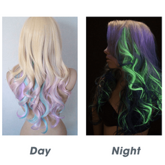 3pcs Luminous Clip In Hair Extensions Long Straight for Party Cosplay Halloween