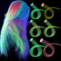 3pcs Luminous Clip In Hair Extensions Long Straight for Party Cosplay Halloween