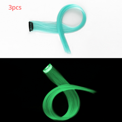 3pcs Luminous Clip In Hair Extensions Long Straight for Party Cosplay Halloween