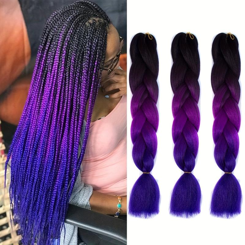 3 Tones Ombre Braiding Hair Extensions 24 Inch 3 Packs Synthetic