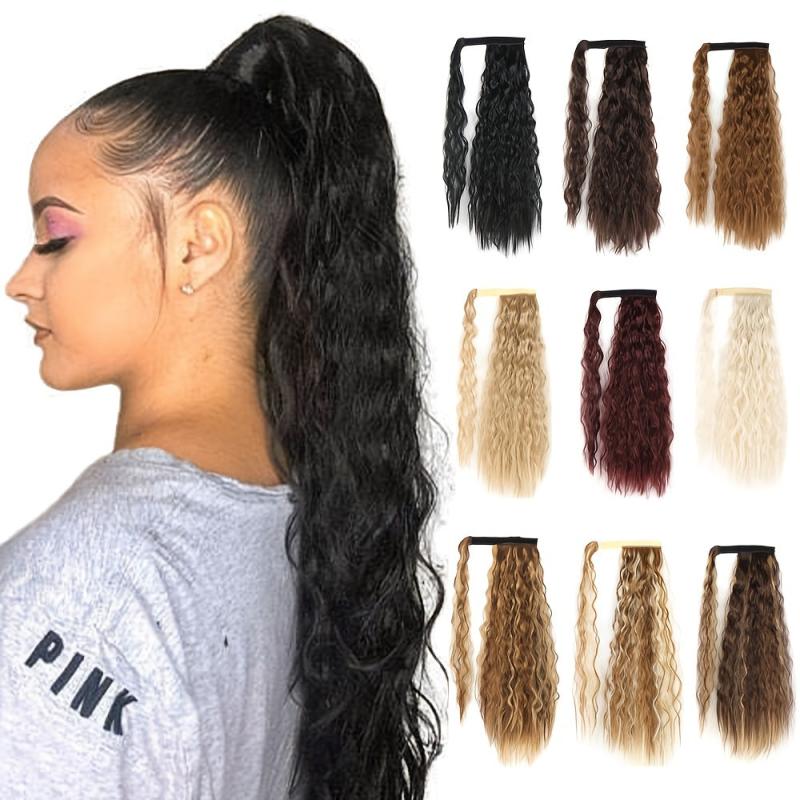 Wavy Corn Wave Ponytail Extension Heat Resistant Clip In Hair Extension
