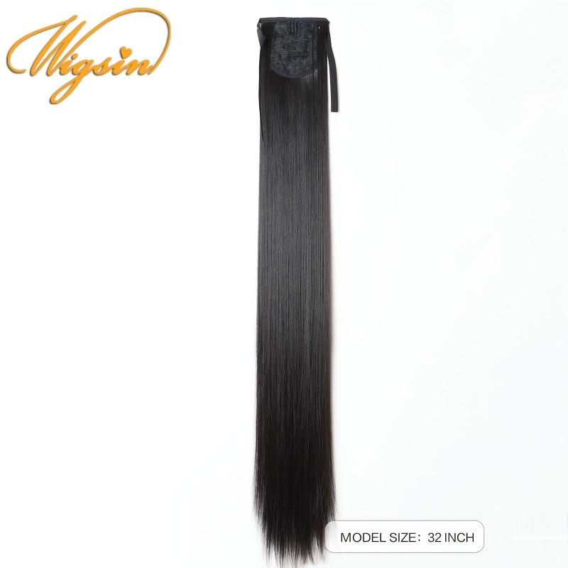 Long Straight Blonde Drawstring Ponytail Hairpiece Hair Extension