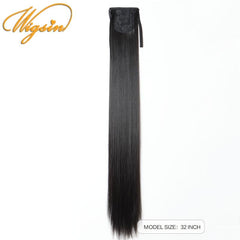Long Straight Blonde Drawstring Ponytail Hairpiece Hair Extension