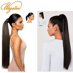Long Straight Blonde Drawstring Ponytail Hairpiece Hair Extension