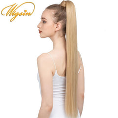 Long Straight Blonde Drawstring Ponytail Hairpiece Hair Extension