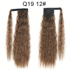 Long Corn Wave Ponytail Extension Wavy Synthetic Wrap Around Ponytail Hairpiece