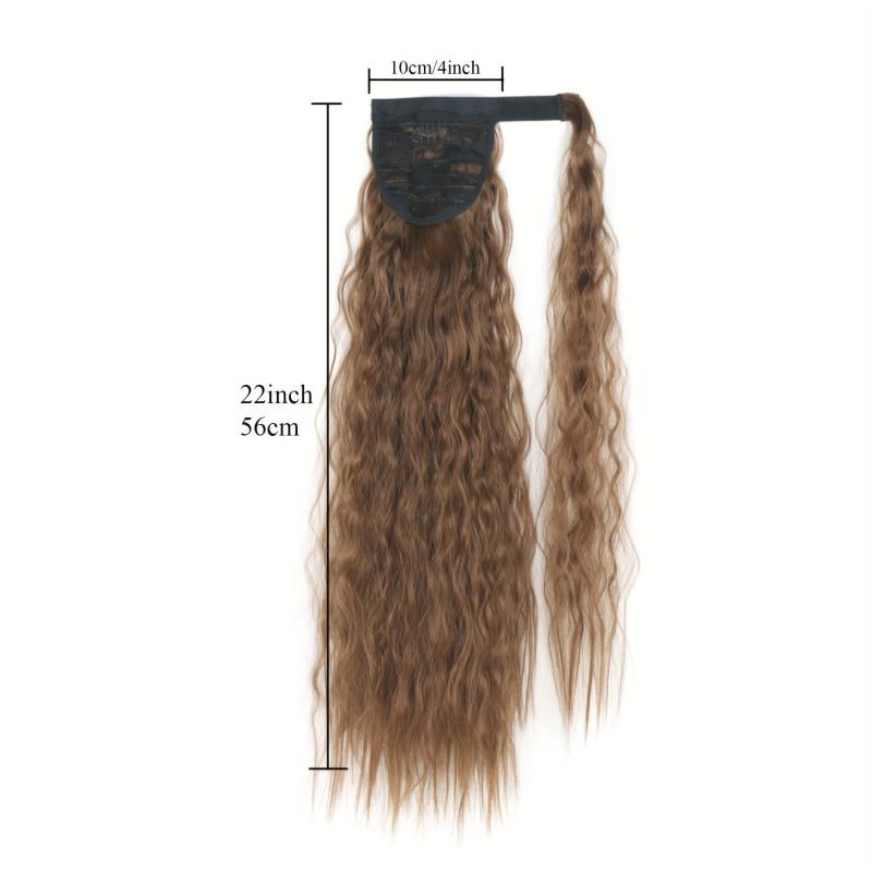 Long Corn Wave Ponytail Extension Wavy Synthetic Wrap Around Ponytail Hairpiece