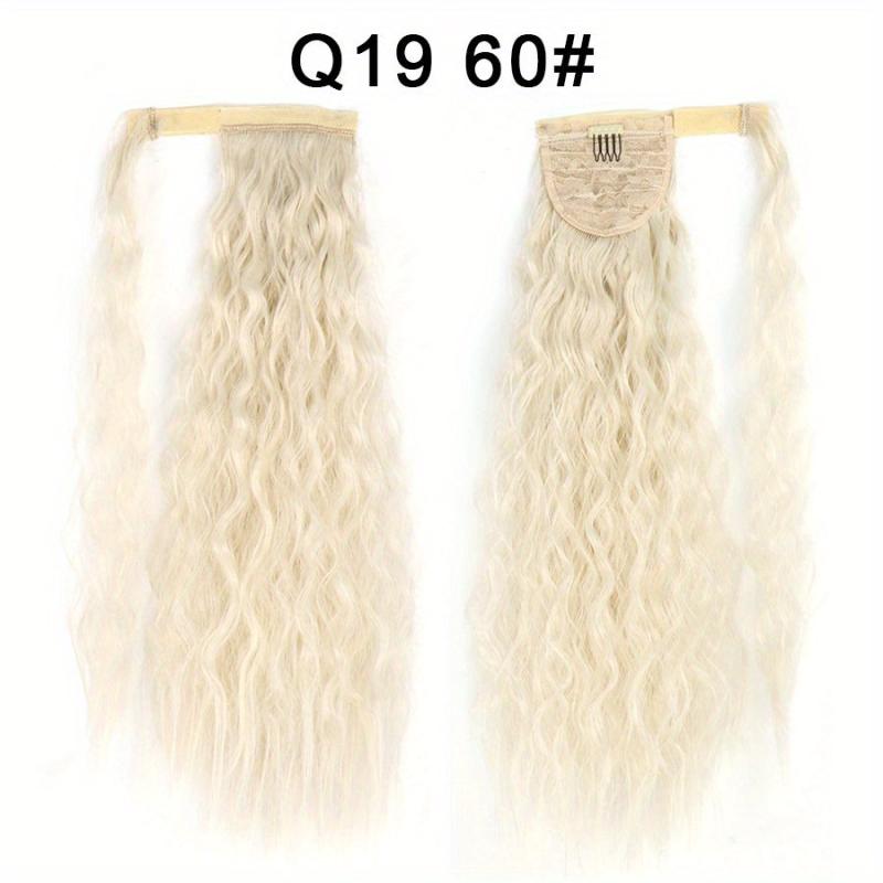 Long Corn Wave Ponytail Extension Wavy Synthetic Wrap Around Ponytail Hairpiece