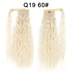 Long Corn Wave Ponytail Extension Wavy Synthetic Wrap Around Ponytail Hairpiece