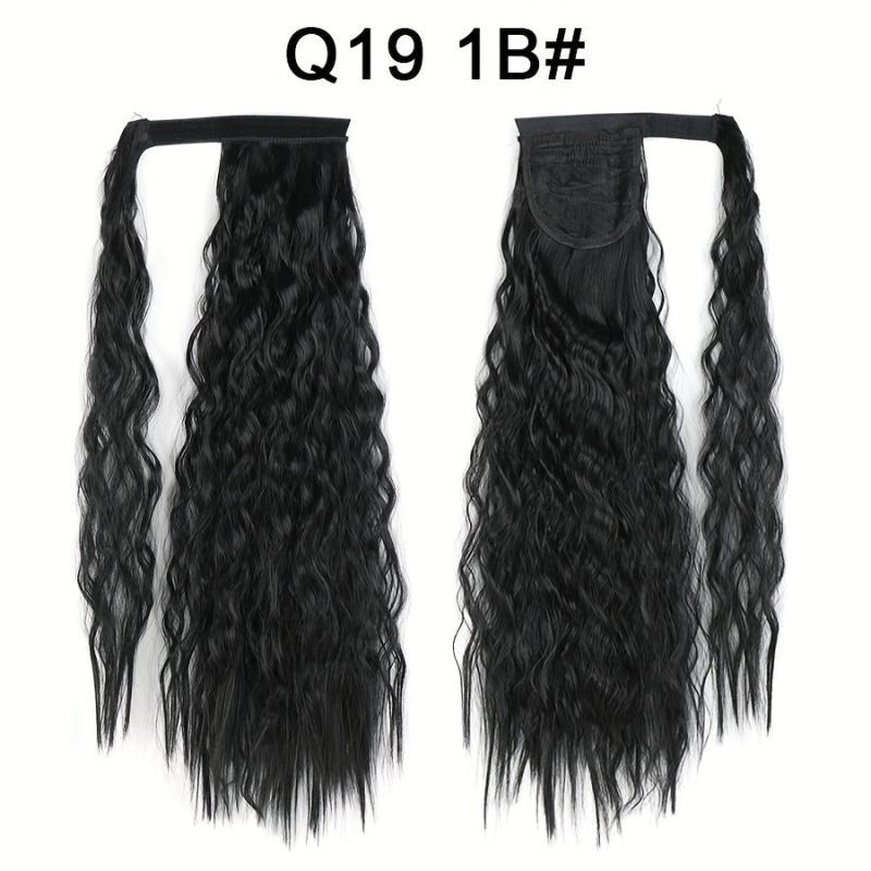 Long Corn Wave Ponytail Extension Wavy Synthetic Wrap Around Ponytail Hairpiece