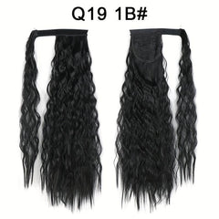 Long Corn Wave Ponytail Extension Wavy Synthetic Wrap Around Ponytail Hairpiece