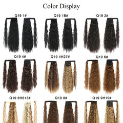 Long Corn Wave Ponytail Extension Wavy Synthetic Wrap Around Ponytail Hairpiece