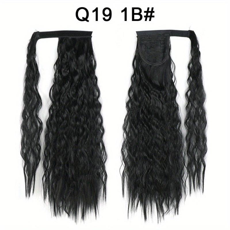 Long Corn Wave Ponytail Extension Wavy Synthetic Wrap Around Ponytail Hairpiece