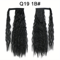 Long Corn Wave Ponytail Extension Wavy Synthetic Wrap Around Ponytail Hairpiece