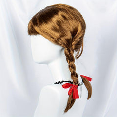Brown Long Wig With Bangs 2 Ponytails Synthetic Wig For Halloween Cosplay