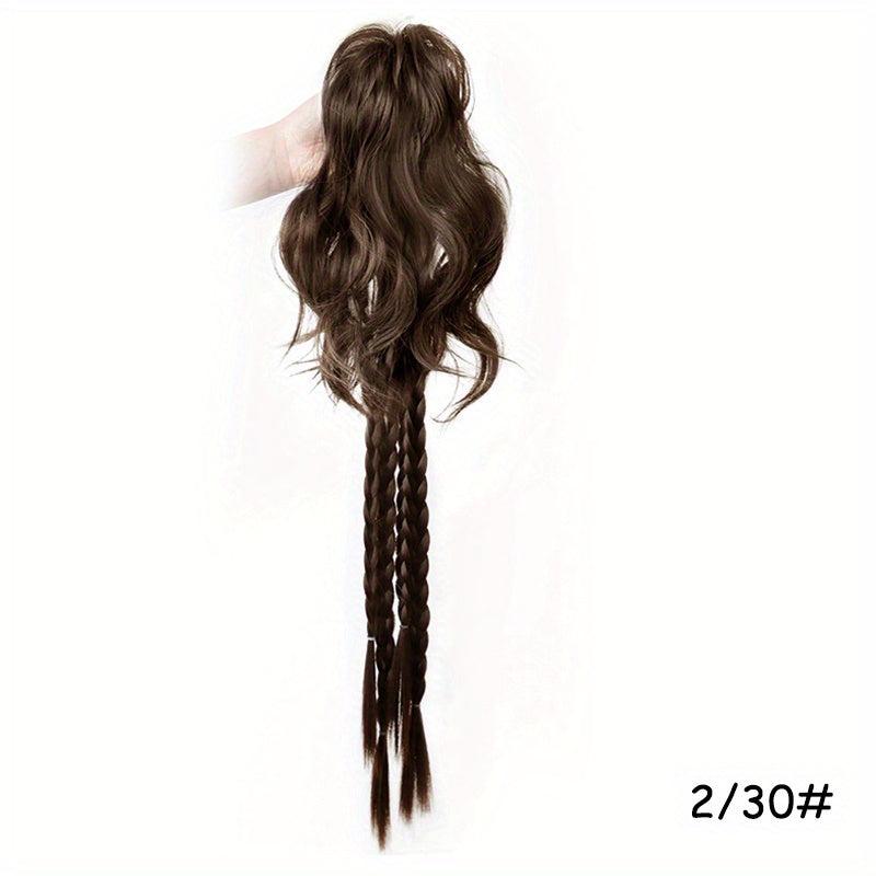 Short Straight Synthetic Ponytail With Braids