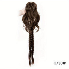 Short Straight Synthetic Ponytail With Braids