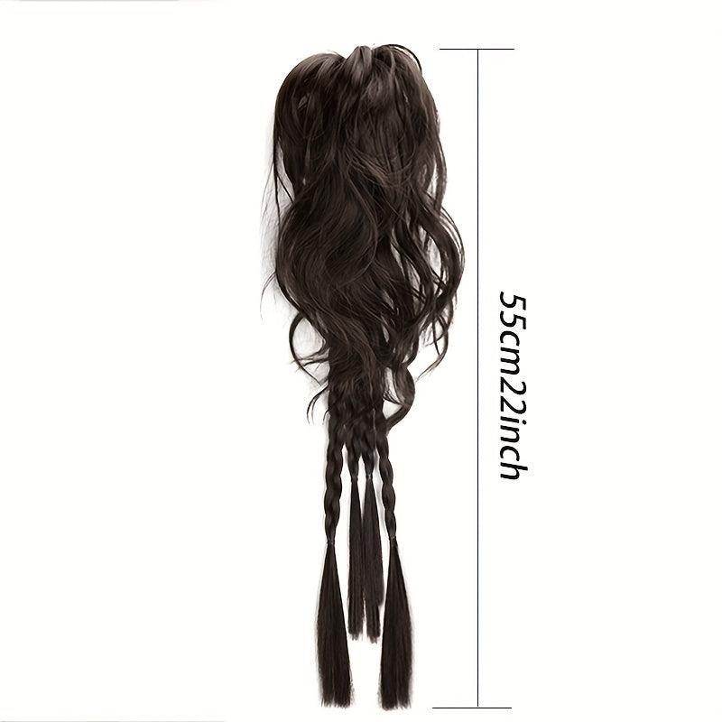 Short Straight Synthetic Ponytail With Braids