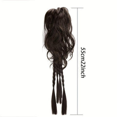 Short Straight Synthetic Ponytail With Braids