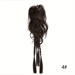 Short Straight Synthetic Ponytail With Braids