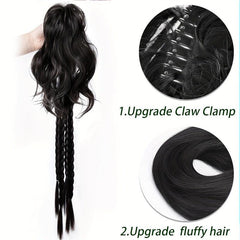 Short Straight Synthetic Ponytail With Braids