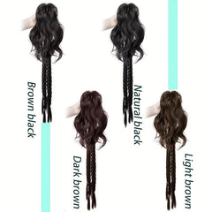 Short Straight Synthetic Ponytail With Braids