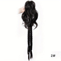 Short Straight Synthetic Ponytail With Braids