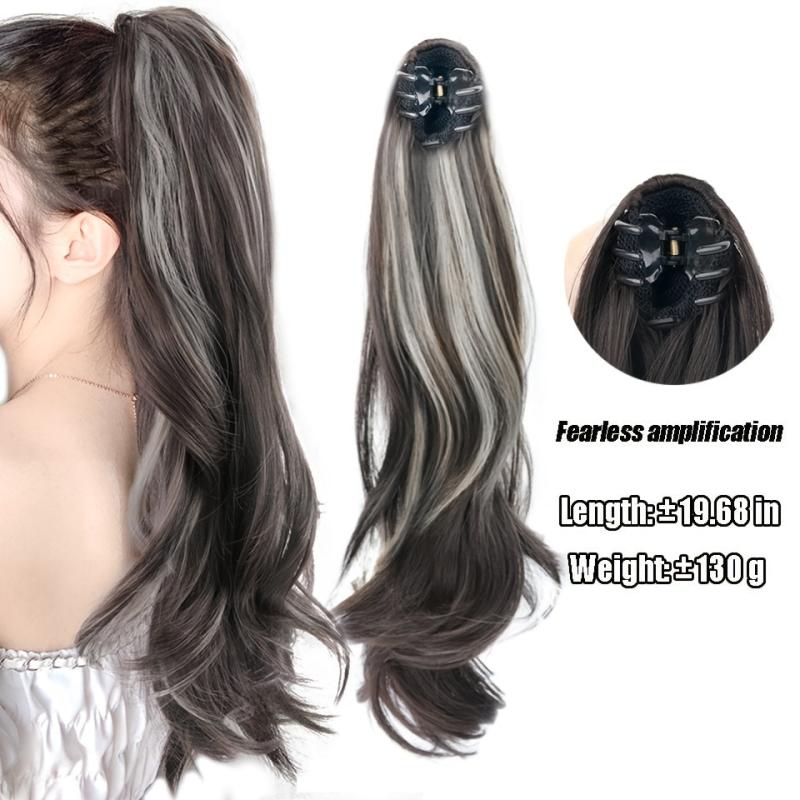 Highlight Curly Wavy Claw Clip Ponytail Extension Hairpiece