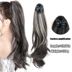 Highlight Curly Wavy Claw Clip Ponytail Extension Hairpiece