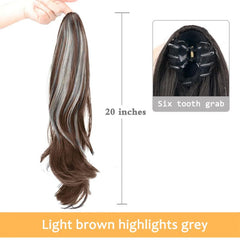 Highlight Curly Wavy Claw Clip Ponytail Extension Hairpiece