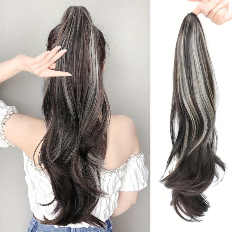 Highlight Curly Wavy Claw Clip Ponytail Extension Hairpiece