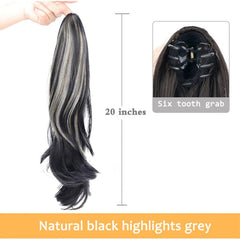 Highlight Curly Wavy Claw Clip Ponytail Extension Hairpiece