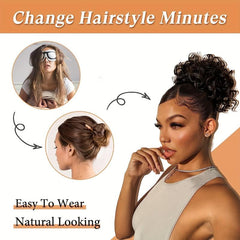 Messy Hair Bun Elastic Drawstring Loose Wave Curly Hair Extension