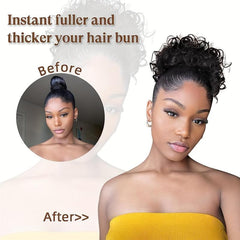 Messy Hair Bun Elastic Drawstring Loose Wave Curly Hair Extension