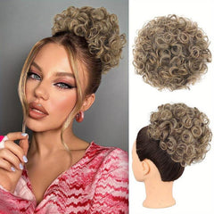 Messy Hair Bun Elastic Drawstring Loose Wave Curly Hair Extension
