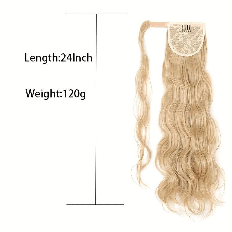 Invisible Hook and Loop Fastener Curly Ponytail Synthetic Hair Big Waves