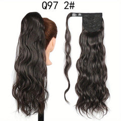 Invisible Hook and Loop Fastener Curly Ponytail Synthetic Hair Big Waves