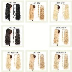 Invisible Hook and Loop Fastener Curly Ponytail Synthetic Hair Big Waves