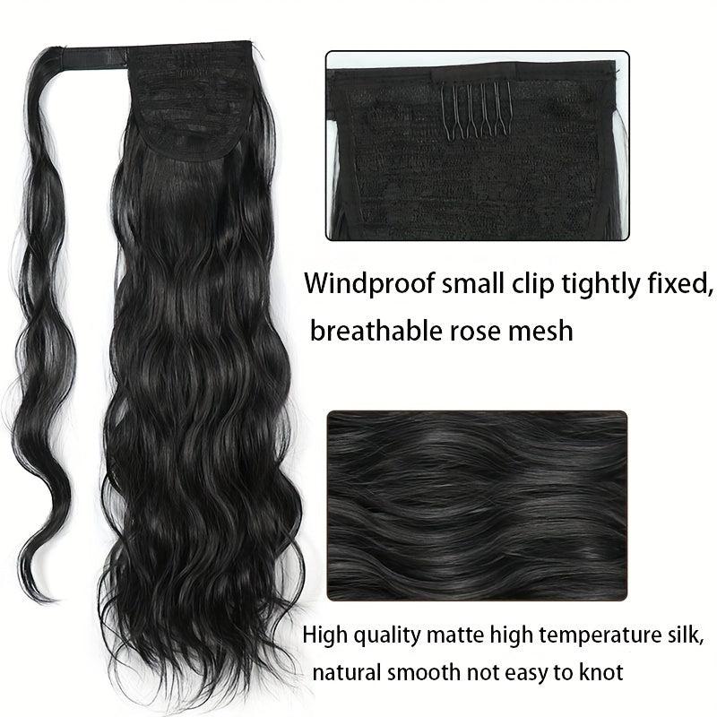 Invisible Hook and Loop Fastener Curly Ponytail Synthetic Hair Big Waves