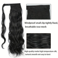Invisible Hook and Loop Fastener Curly Ponytail Synthetic Hair Big Waves
