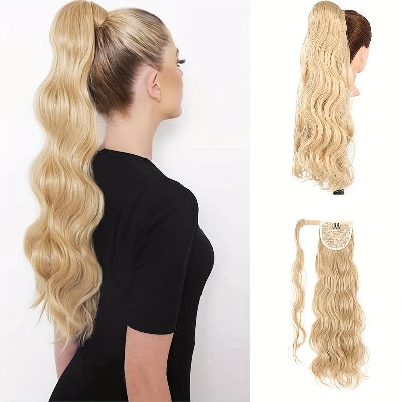 Invisible Hook and Loop Fastener Curly Ponytail Synthetic Hair Big Waves