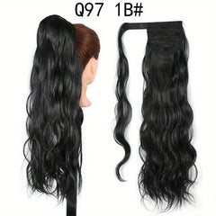 Invisible Hook and Loop Fastener Curly Ponytail Synthetic Hair Big Waves