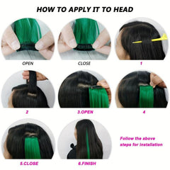 10Pcs Colored Hair Extensions Straight Hairpiece Party Highlights
