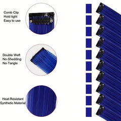 10Pcs Colored Hair Extensions Straight Hairpiece Party Highlights